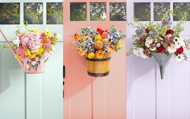 Decora tu puerta de entrada con arreglos florales